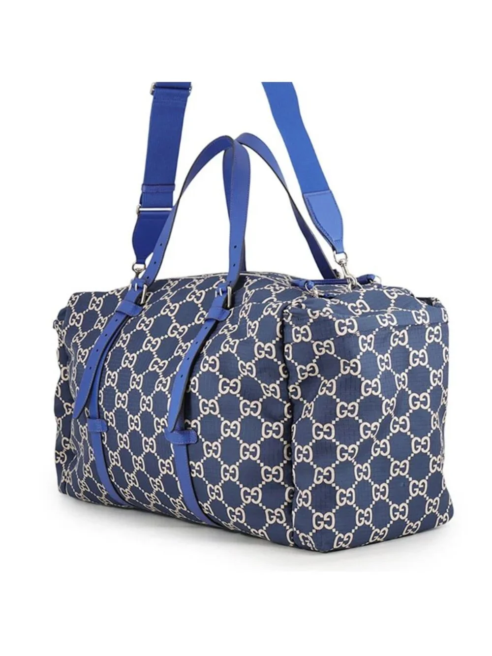Gucci Boston Bag Maxi GG Duffle Nylon Leather 2-Way